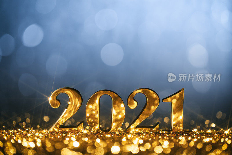 新年装饰2021 -金蓝色庆祝圣诞节